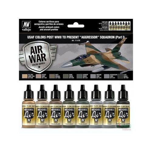 Vallejo Model Air USAF WWII to present Aggressor Squadron Part I 8 Colour Acrylic Paint Set [71616]