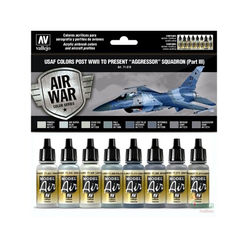 Vallejo Model Air USAF WWII to present Aggressor Squadron Part III Acrylic Paint Set [71618]