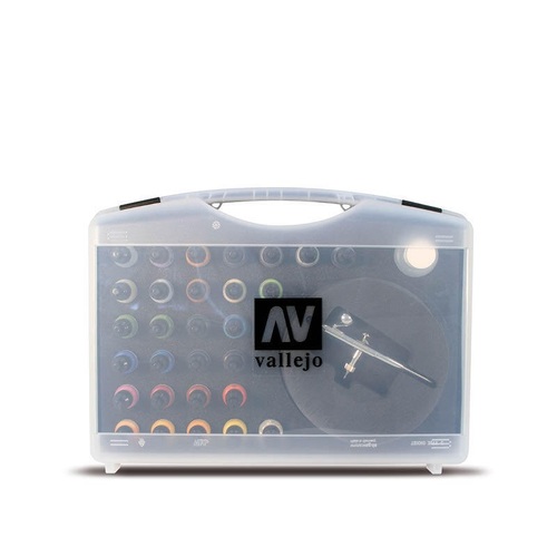 Vallejo Basic Game Air Colours & Airbrush (28 Colour Plastic Case) [72871]