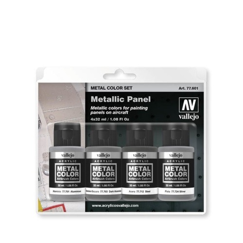 Vallejo Metal Colour Metallic Panel 4 Colour Acrylic Paint Set [77601]