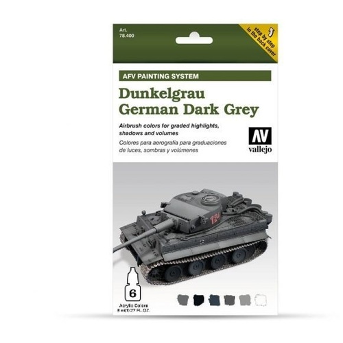 Vallejo Model Air AFV Set German Dark Grey 6 Colour Acrylic Paint Set [78400]