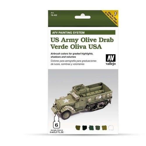 Vallejo Model Air AFV Set Verde Oliva USA 6 Colour Acrylic Paint Set [78402]