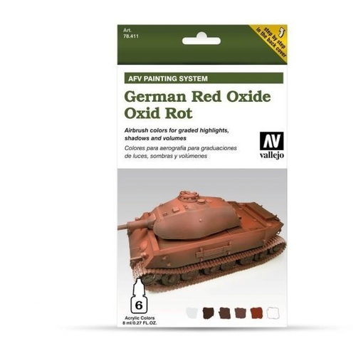 Vallejo Model Air AFV Set German Red Oxide 6 Colour Acrylic Paint Set [78411]