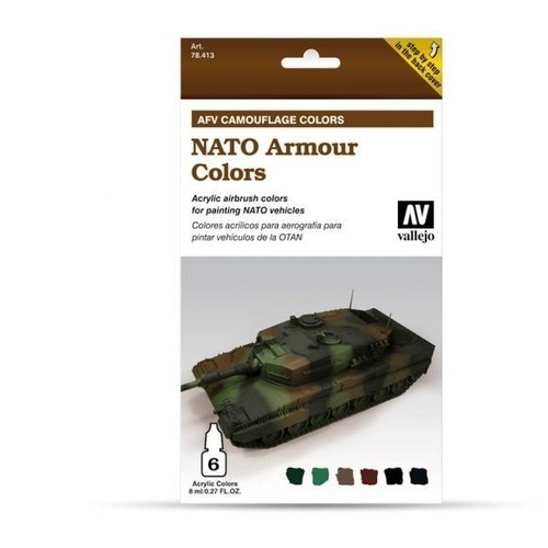 Vallejo Model Air AFV Set NATO Camouflage 6 Colour Acrylic Paint Set [78413]