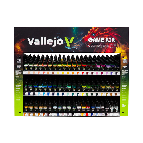 Vallejo Game Air Complete Range (51 colors + 2 auxiliaries + 7 primers in 18 ml bottles.)