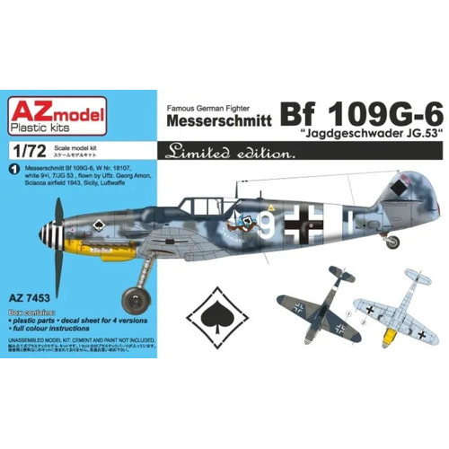 AZ Models 1/72 Bf 109G-6 JG.53 Plastic Model Kit [AZ7453]