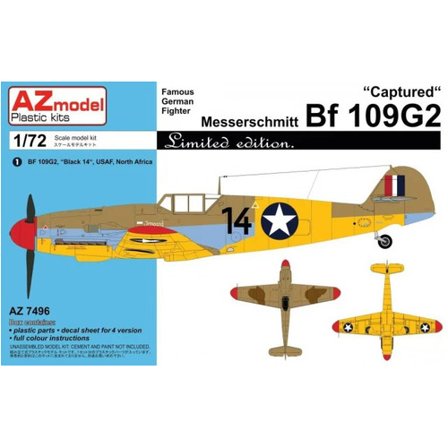 AZ Models 1/72 Bf 109G-2 Captured Plastic Model Kit [AZ7496]