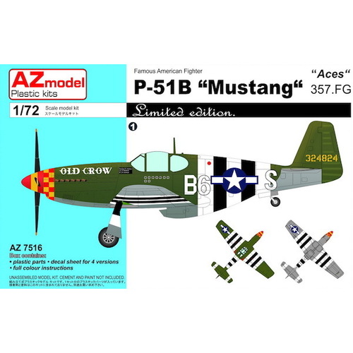 AZ Models 1/72 P-51B Mustang 357.FG Aces Plastic Model Kit [AZ7516]