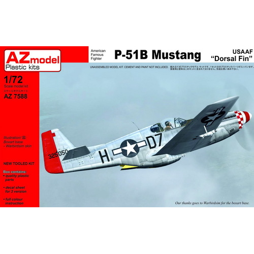 AZ Models 1/72 P-51B Mustang Dorsal Fin USSAF Plastic Model Kit [AZ7588]