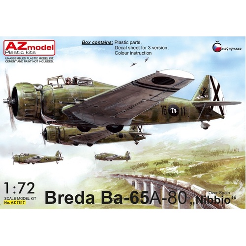 AZ Models 1/72 Breda Ba-65 A-80 Nibbio over Spain Plastic Model Kit [AZ7617]