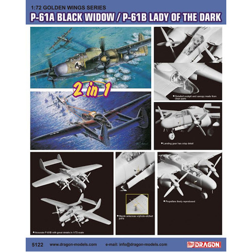 Dragon 1/72 P-61A Black Window/ P-61B Lady of the Dark Plastic Model Kit [5122]