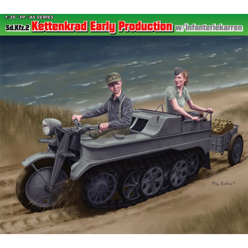 Dragon 1/35 Sd.Kfz.2 Kettenkrad Early Production w/Infanteriekarren [6341]