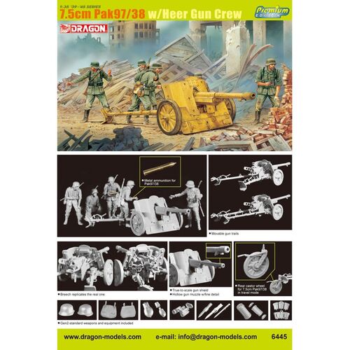 Dragon 1/35 7.5cm PaK 97/38 w/Heer Gun Crew Plastic Model Kit