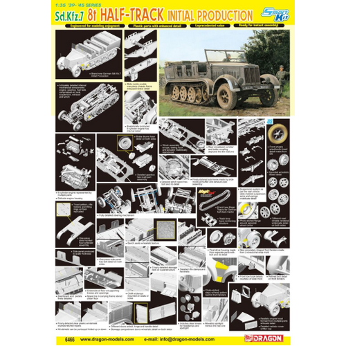 Dragon 1/35 Sd.Kfz.7 8t Half Track Initial Production Plastic Model Kit [6466]