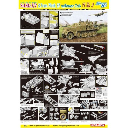 Dragon 1/35 Sd.Kfz.7/2 3.7cm Flak 37 w/Armor Cab Plastic Model Kit [6542]