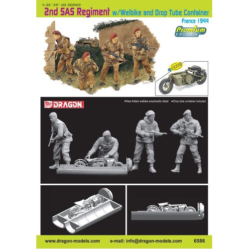 Dragon 1/35 2nd SAS Regiment w/Welbike and Drop Tube Container (France 1944) Plastic Model Kit