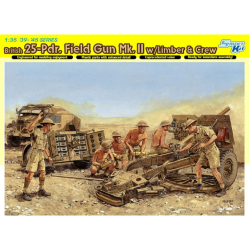 Dragon 1/35 BRITISH 25-Pdr. FIELD GUN Mk.II w/LIMBER & CREW (SMART KIT) [6675]