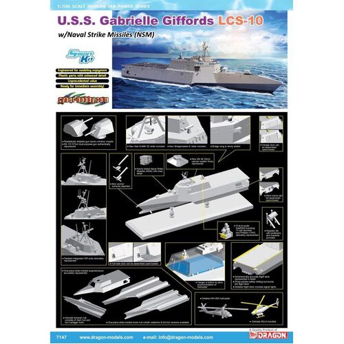 Dragon 1/700 Gabrielle Giffords LCS-10 w/NSM Plastic Model Kit [7147]