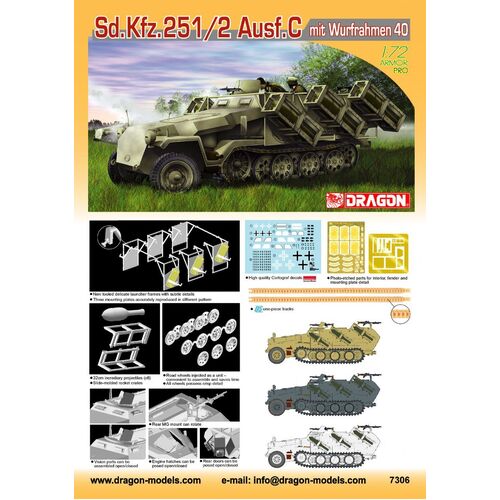 Dragon 1/72 Sd.Kfz.251/2 Ausf.C mit Wurfrahmen 40 Plastic Model Kit [7306]