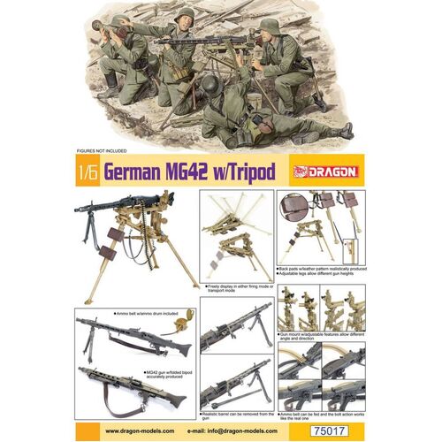 Dragon 1/6 German MG42 w/Tripod Plastic Model Kit