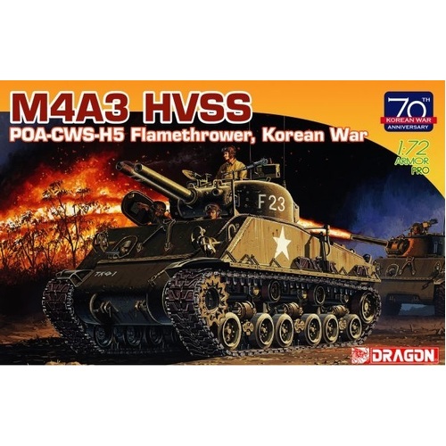 Dragon 1/72 M4A3 HVSS POA-CWS-H5 Flamethrower, Korean War Plastic Model Kit [7524]