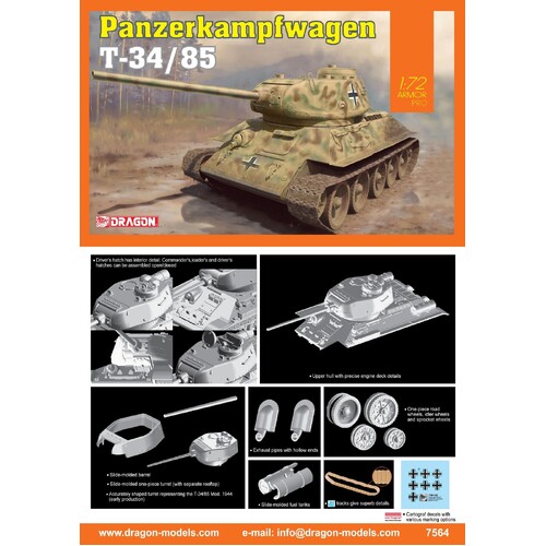 Dragon 1/72 Panzerkampfwagen T-34/85 [7564]