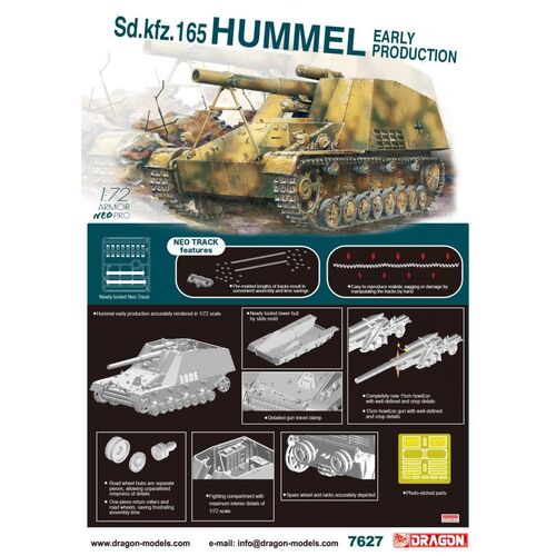 Dragon 1/72 Sd.Kfz.165 Hummel Early Production w/Neo Track Plastic Model Kit [7627]