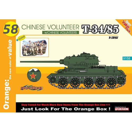 Dragon 1/35 Chinese Volunteer T-34/85 w/Chinese Volunteers Plastic Model Kit [9158]