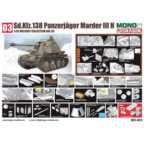 Mono X Dragon MD-003 1/35 Sd.Kfz.138 Panzerjager Marder III H w/Interior Plastic Model Kit [MD003]