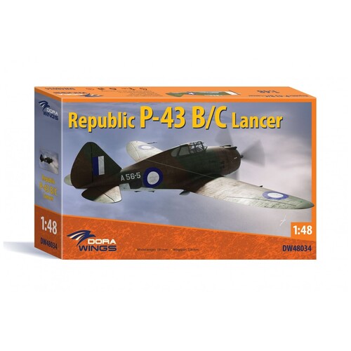 Dora Wings 1/48 Republic P-43 Lancer, reconnaissance *Aus Decals* Plastic Model Kit [48034]