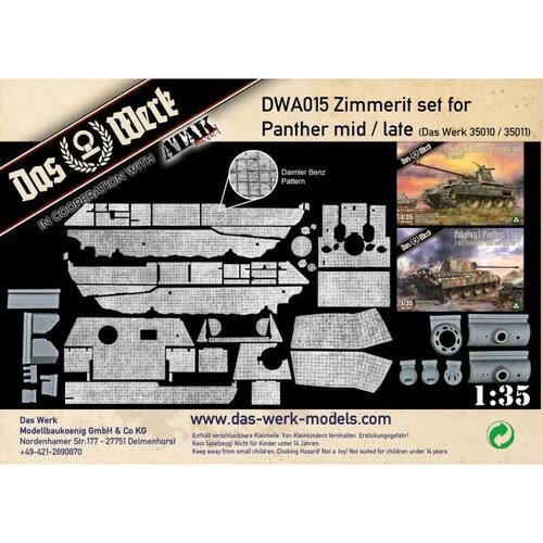 Das Werk 1/35 Zimmerit Set für Panther mid/late (DB pattern) Plastic Model Kit [DWA015]