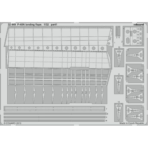 Eduard 1/32 P-40N landing flaps Photo etched parts