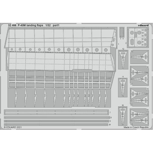 Eduard 1/32 P-40M landing flaps Photo etched parts