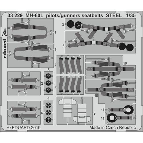 Eduard 1/35 MH-60L pilots/ gunners seatbelts STEEL Photo-etch set (Kitty Hawk) [33229]