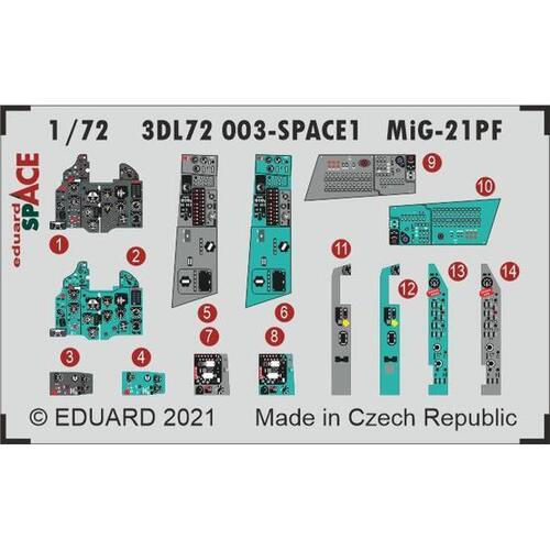 Eduard 1/72 MiG-21PF SPACE 3D Decals