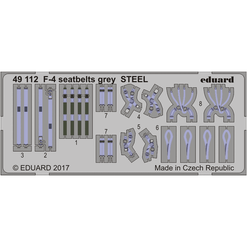 Eduard 1/48 F-4 seatbelts grey STEEL