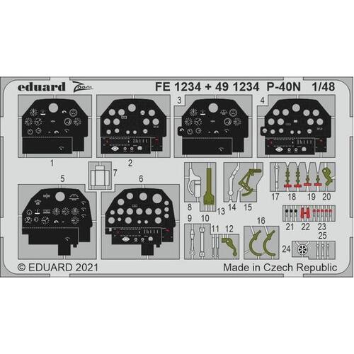 Eduard 1/48 P-40N (Academy) Photo Etch Set [491234]