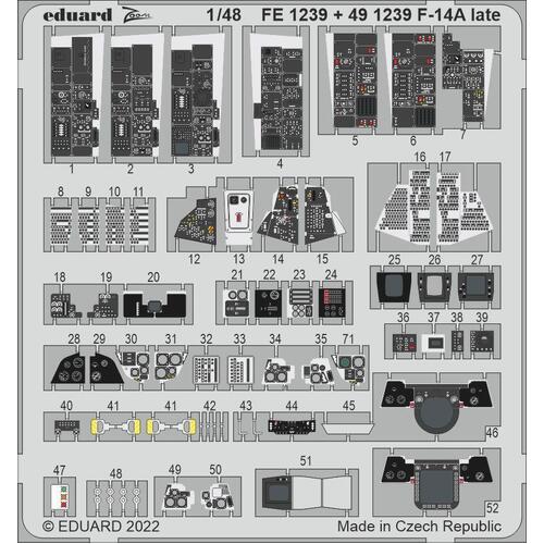 Eduard 1/48 F-14A late interior Photo etched set for Tamiya [491239]