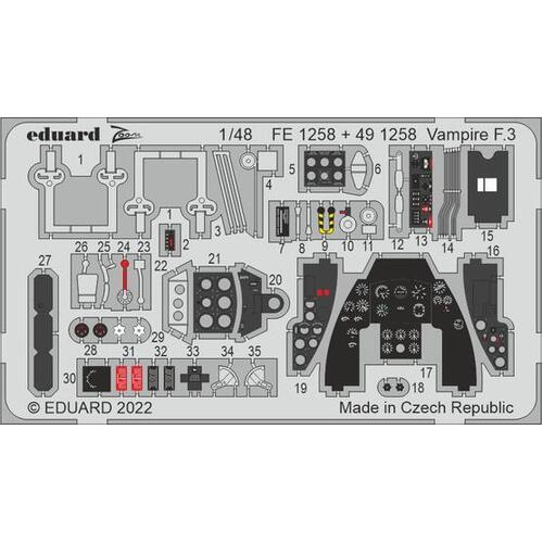 Eduard 1/48 Vampire F.3 (Airfix) Photo Etch Set [491258]