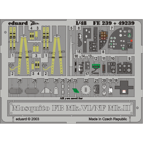 Eduard 1/48 Mosquito FB Mk.VI/NF Mk.II Photo Etched Set (Tamiya)