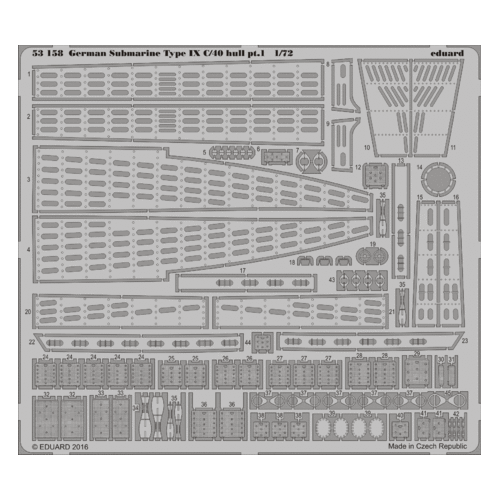 Eduard Revell 1/72 German Submarine Type IX C/40 hull pt. 1 Photo etched parts