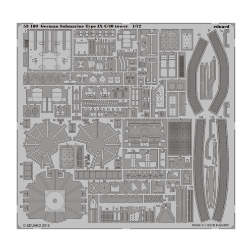 Eduard Revell 1/72 German Submarine Type IX C/40 tower Photo etched parts