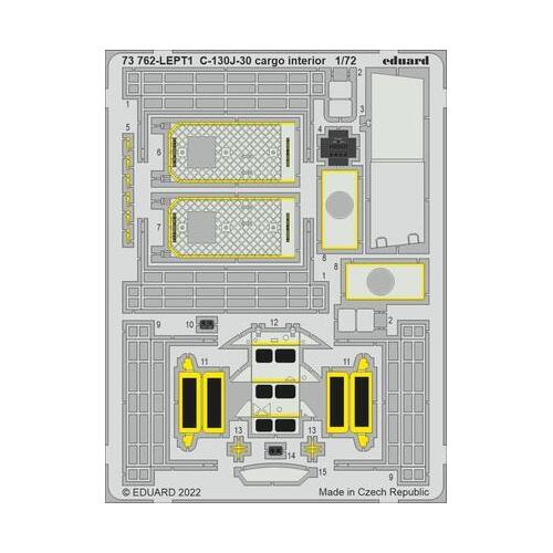 Eduard 1/72 C-130J-30 cargo interior Photo etched set for Zvezda [73762]