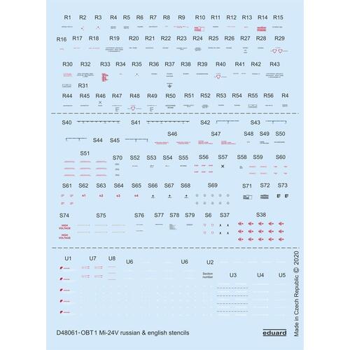 Eduard 1/48 Mi-24V stencils Russian & English Decals