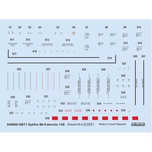 Eduard 1/48 Spitfire Mk.V stencils Decals