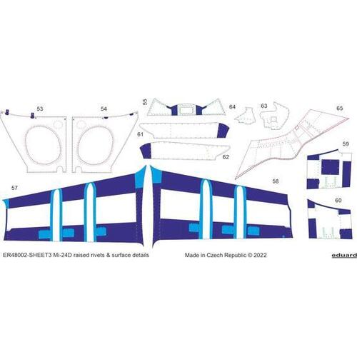 Eduard 1/48 Mi-24D raised rivets & surface details 3D Decals [ER48002]