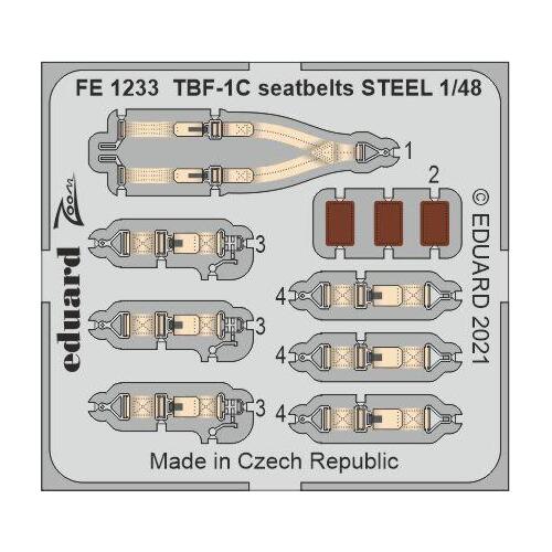 Eduard 1/48 TBF-1C (Academy) Seatbelts Steel Colour Photo Etch Set [FE1233]