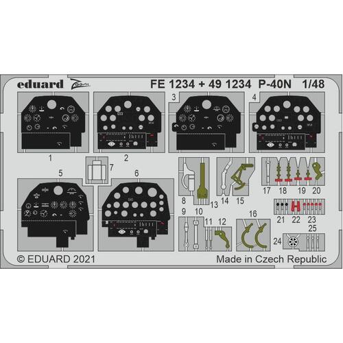 Eduard 1/48 P-40N (Academy) Colour Photo Etch Set [FE1234]