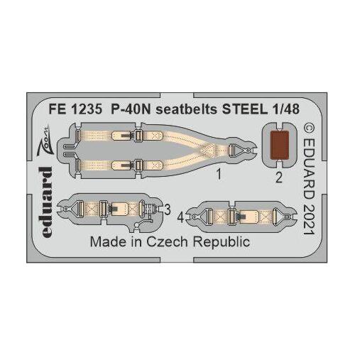 Eduard 1/48 P-40N (Academy) Seatbelts Steel Colour Photo Etch Set [FE1235]