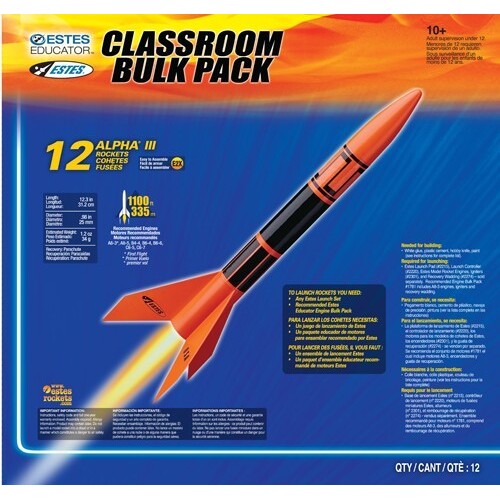 Estes Alpha III Beginner Model Rocket (12pk) Bulk Pack